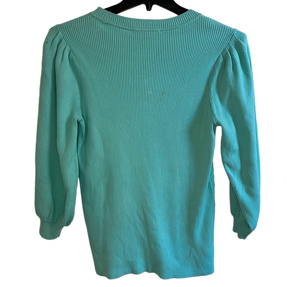 Tommy Hilfiger Cotton Puff-Sleeve Sweater Mint XL New - Picture 8 of 8